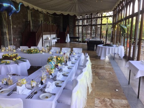 the square table arrangement South Wales Wedding Venue Craig y Nos Castle
