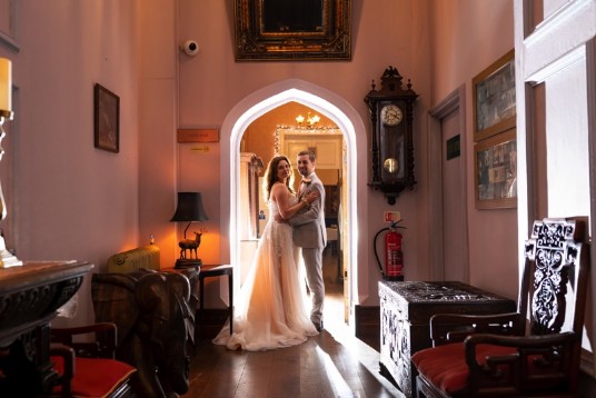 Hallway at Craig y Nos Castle wedding venue Cardiff