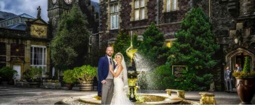 Couple by fountasin Craig y Nos Castle Craig y Nos Castle Courtyard Fountain