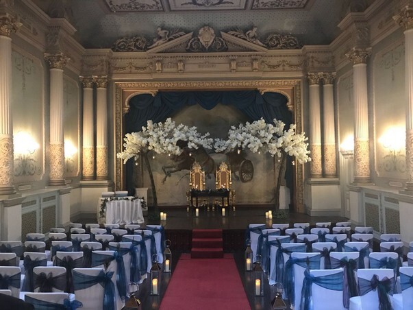 White trees stage at Craig y Nos Castle Ceremony room