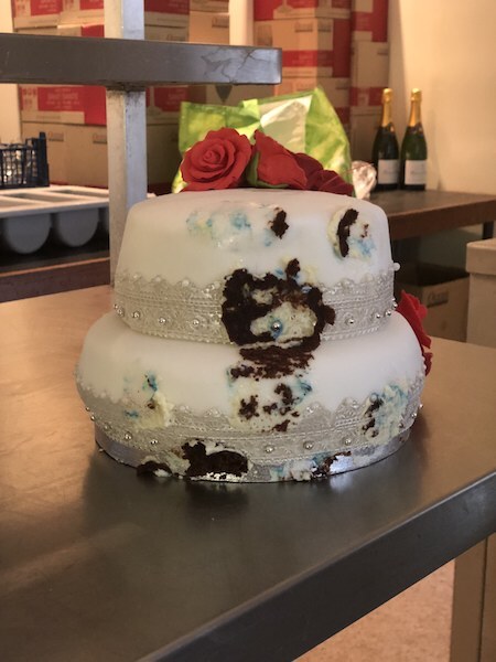 Collapsed Wedding Cake due to internal structure made of whipped cream