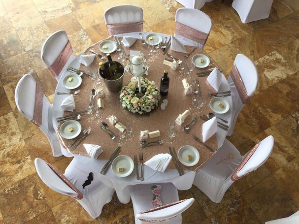 Craig y Nos Castle Wedding table in gold