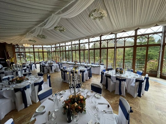 Craig y Nos Castle wedding venue near Neath Conservatory with views over Brecon Beacons