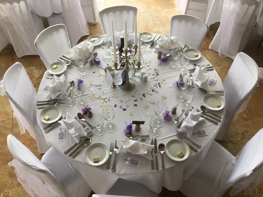 Wedding Table dressed in white Craig y Nos Castle