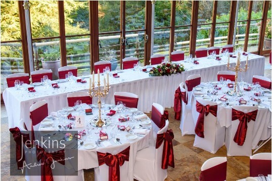 Wedding Banqueting Room Conservatory at Craig y Nos Castle by Gareth Jones Wedding Photographer