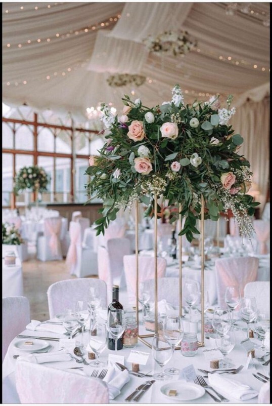 Craig y Nos Castle Wedding Venue Swansea Conservatory with light purple chair covers