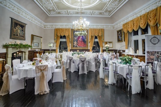 Craig y Nos Castle Wedding Venue in South Wales with the Conservatory set up for wedding breakfast