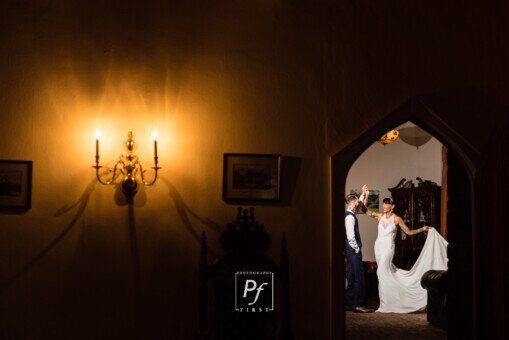 Wedding Couple seen from Breakfast Room