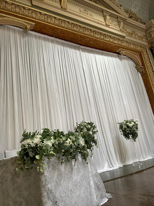 Craig y Nos Castle Wedding Ceremony Room white screen