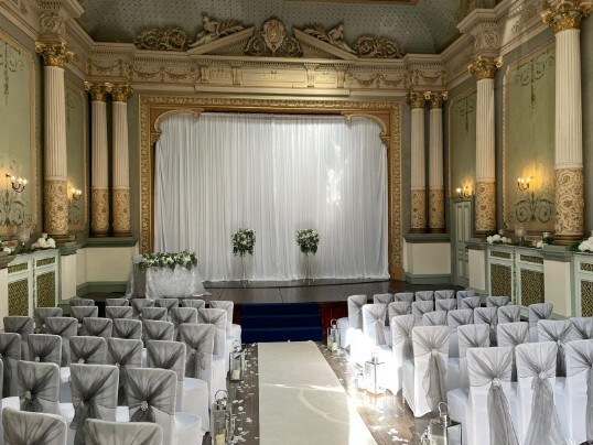 Craig y Nos Castle Wedding Ceremony Room white screen