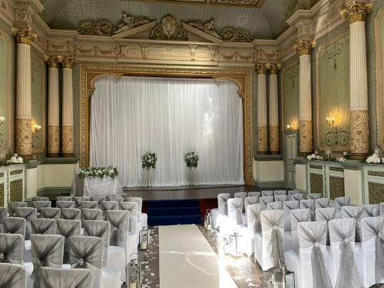 Craig y Nos Castle Wedding Ceremony Room white screen