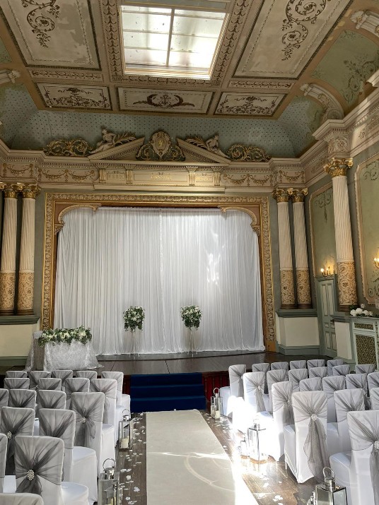 Craig y Nos Castle Wedding Ceremony Room white screen