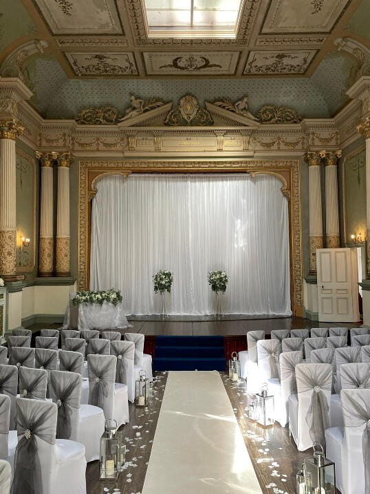 Craig y Nos Castle Wedding Ceremony Room white screen