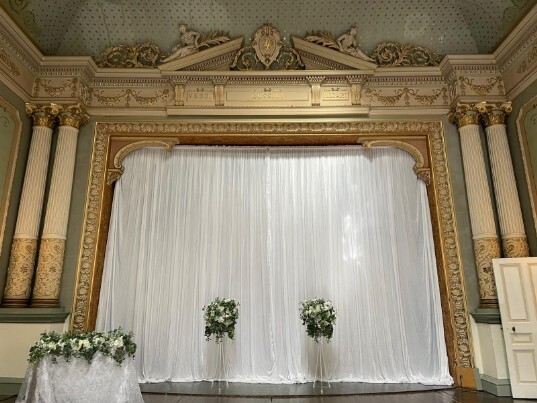 Craig y Nos Castle Wedding Ceremony Room white screen