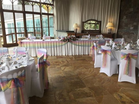 Craig y Nos Castle Conservatory Multi-coloured Rainbow sashes