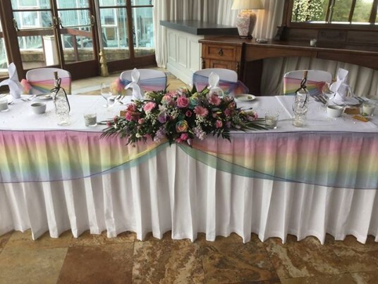 Craig y Nos Castle Conservatory Multi-coloured Rainbow sashes