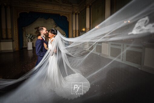 Wedding Couple in the Opera House Craig y Nos Castle