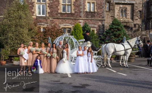 White Horse & Chariot in Courtyard at Craig y Nos Castle