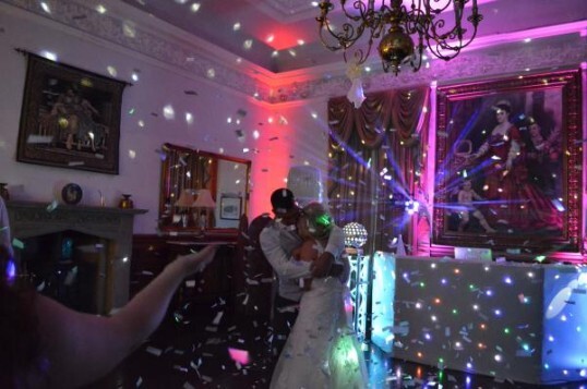 Pure Weddings DJ Evening Entertainment Package confetti, couple on dance floor