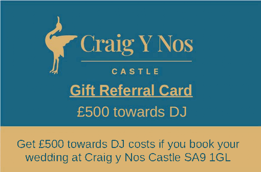 DJ Gift Card Craig y Nos Castle