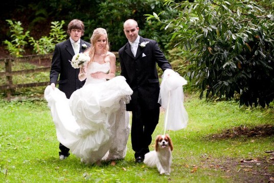 Wedding with Dogs popular in the Lower Gardens at Craig y Nos Castle Ceremony Only Weddings Venue South Wales Craig y Nos Castle