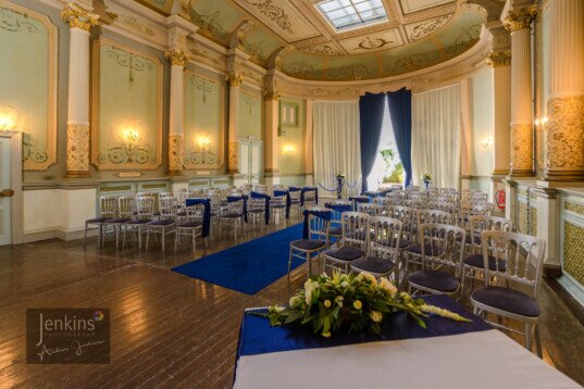 Craig y Nos Castle Theatre Auditorium seen from weddinng registrar's table