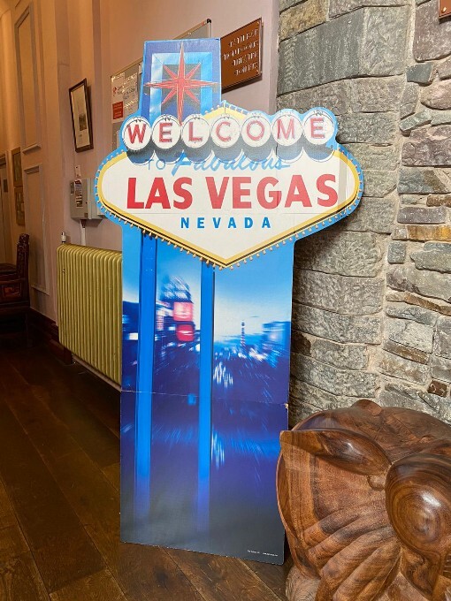 Craig y Nos Castle Las Vegas themed wedding welcome