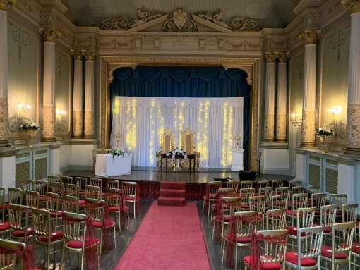 Craig y Nos Castle Ceremony room white curtain