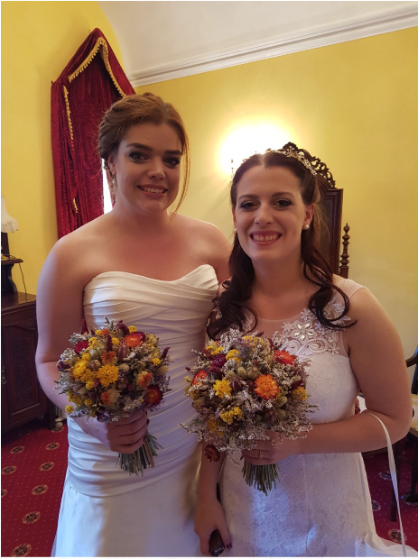 Same Sex Wedding Bride & Bride in the Bridal Suite at Craig y Nos Castle