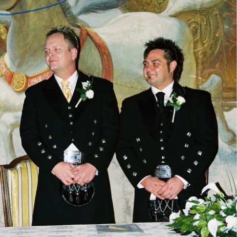 Same sex civil wedding ceremony Craig y Nos Castle South Wales