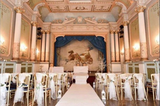 Wedding Ceremony Room the theatre at Craig y Nos Castle wedding venue circa 3 hours drive from London Wedding Ceremony Room the theatre at Craig y Nos Castle wedding venue circa 3 hours drive from London