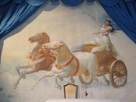 Adelina Patti as Semiramide riding Chariot Adelina Patti Opera House curtain
