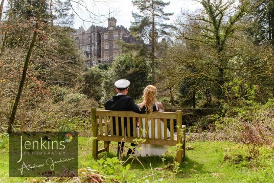 Country Park Footpath Bench in Country Park at Craig y Nos Castle 