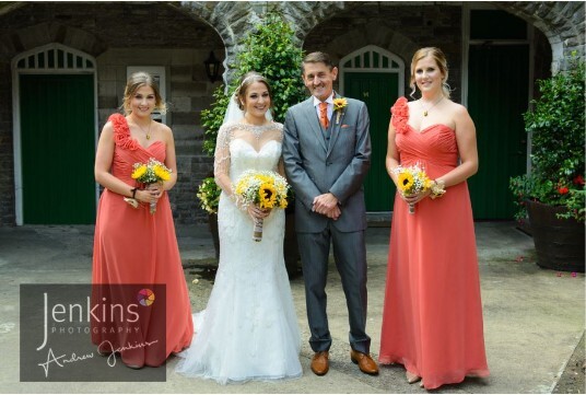 Wedding Bridesmaids and Couple Atrium Craig y Nos Castle