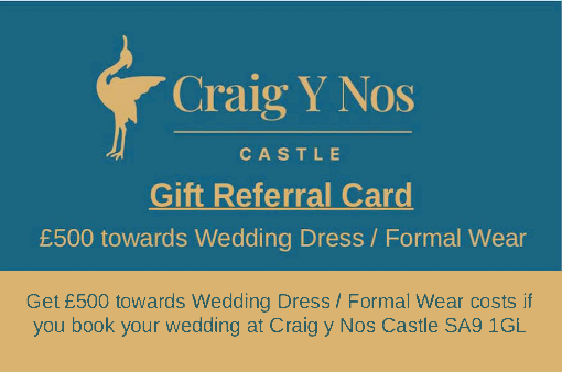 Wedding Dress Gift Card Craig y Nos Castle