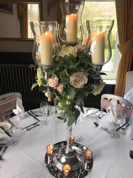 South Wales Wedding Venue Craig y Nos Castle Table Centrepiece