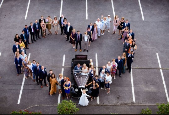 Craig y Nos Castle Wedding Venue Bridal Party in Courtyard