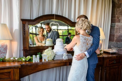 South Wales wedding Breakfast Room Cutting the Cake