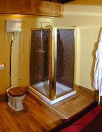 Bridal Suite Shower with mozaic wall tiles Wedding Venues South Wales - Craig y Nos Castle Accommodation Room Bridal Room Shower