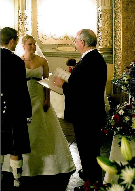 Wedding Ceremony in the theatre Wedding Planner Book, Wedding Ceremony, Registrar marries Couple at Craig y Nos Castle