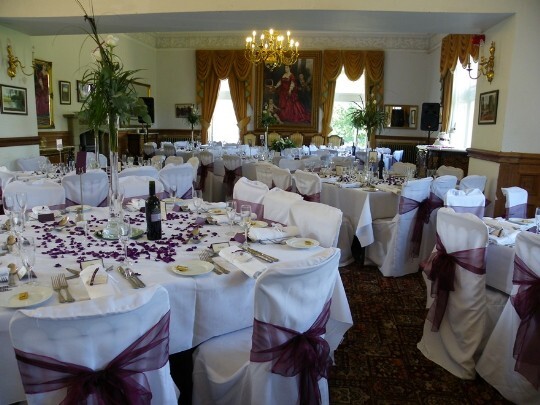 Craig y Nos Castle Wedding Venue Function Room with wedding breakfast set up