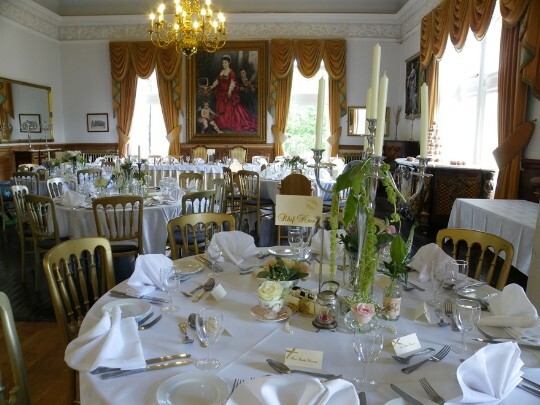 Looking from Billiard Room to Music Room with oil painting of Adelina mounted on the far wall in music room Craig y Nos Castle Wedding Venue looking towards the Music Room and Adelina Patti Portrait