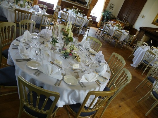 Billiard Room at Craig y Nos Castle laid up for a wedding breakfast, though normally this room is used for evening parties only Craig y Nos Castle Wedding Venue Swansea Evening Function Room
