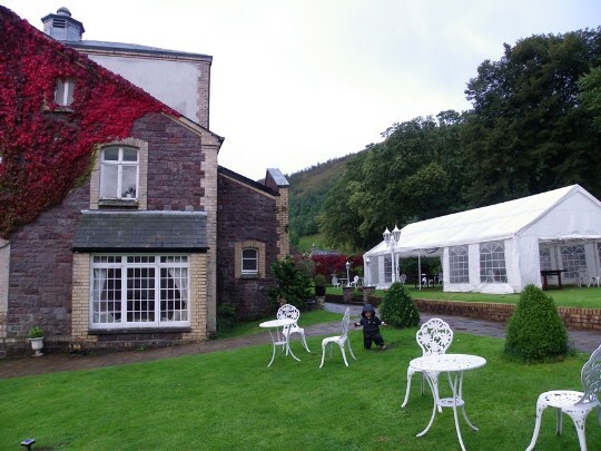 Craig y Nos Castle Wedding Venue Swansea Theatre Gardens with white marquee