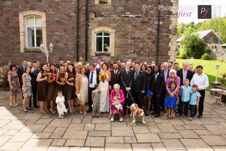 Craig y Nos Castle South Wales Theatre Terrace with Wedding Reception headed by Dougal the Dog