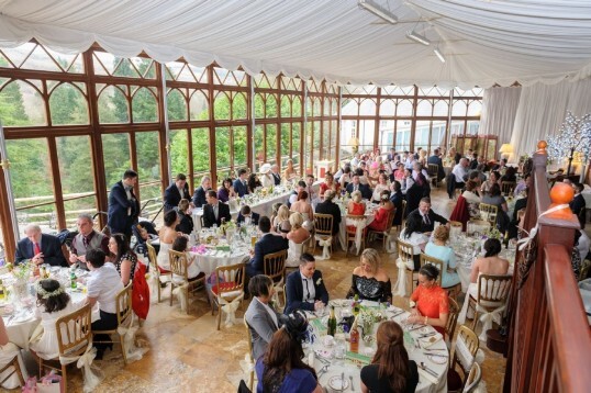 Wedding Banqueting Room Conservatory at Craig y Nos Castle by Gareth Jones Wedding Photographer