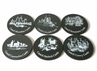 Inigo Jones Slateworks set of six black slate drinks coasters