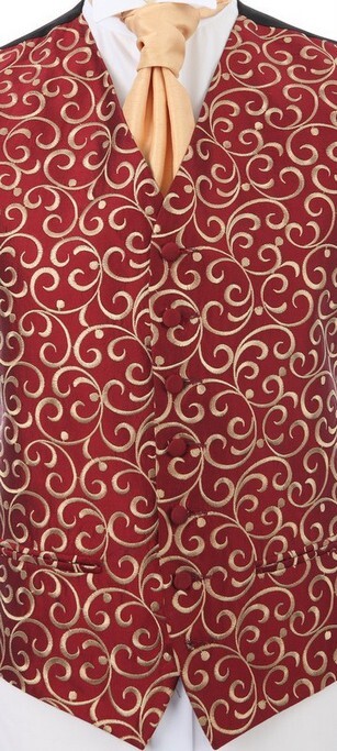 Red patterned waistcoat Wedding Formalwear red waistcoat