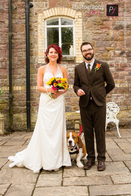 Photography First Wedding Photography Couple on theatre terrace at Craig y Nos Castle in South Wales