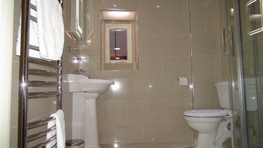 New Bathroom in theatre first floor flat which serves two bedrooms Wedding Venues Wales - Theatre First Floor Flat Shower room en-suite